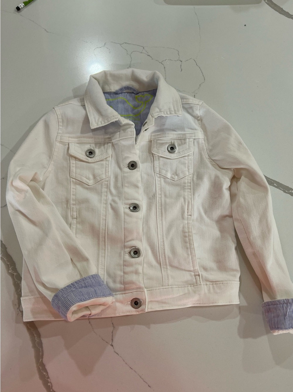 Vineyard Vines Size XS (5-6) White Jean Jacket